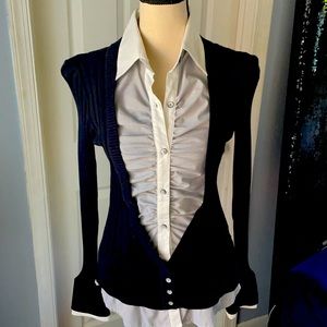 COPY - One piece attached collared shirt with cardigan 🖤